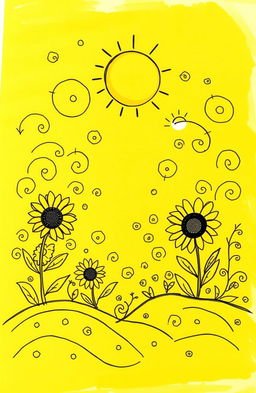 A vibrant sketch featuring the color yellow as the primary focus, symbolizing warmth and joy