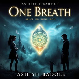 Book cover for 'One Breath' by Ashish Badole, featuring the title in a prominent, glowing font at the top with an ethereal shine