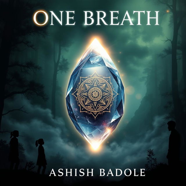 Book cover for 'One Breath' by Ashish Badole, featuring the title in a prominent, glowing font at the top with an ethereal shine