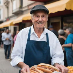 From a homeless hot dog vendor to a wealthy man, in a throbbing crowd of customers, watching his fortunes turn. A vision of immense happiness as he purchases a grand house with his newfound riches.