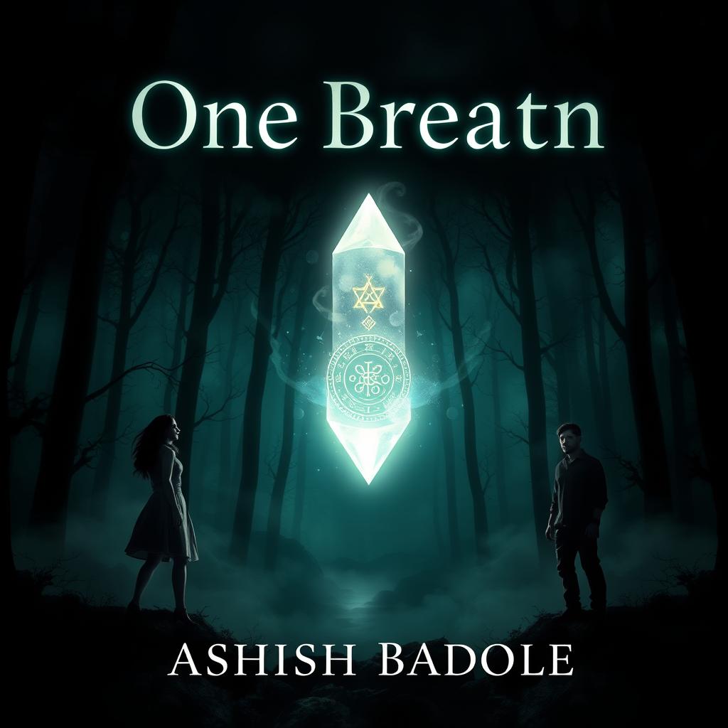 A book cover for "One Breath" by Ashish Badole featuring the title prominently displayed in a glowing font at the top, while the author name is elegantly positioned at the bottom