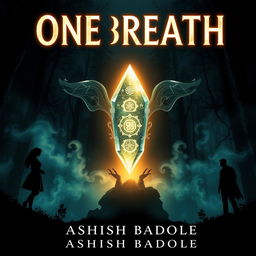 A book cover for "One Breath" by Ashish Badole featuring the title prominently displayed in a glowing font at the top, while the author name is elegantly positioned at the bottom