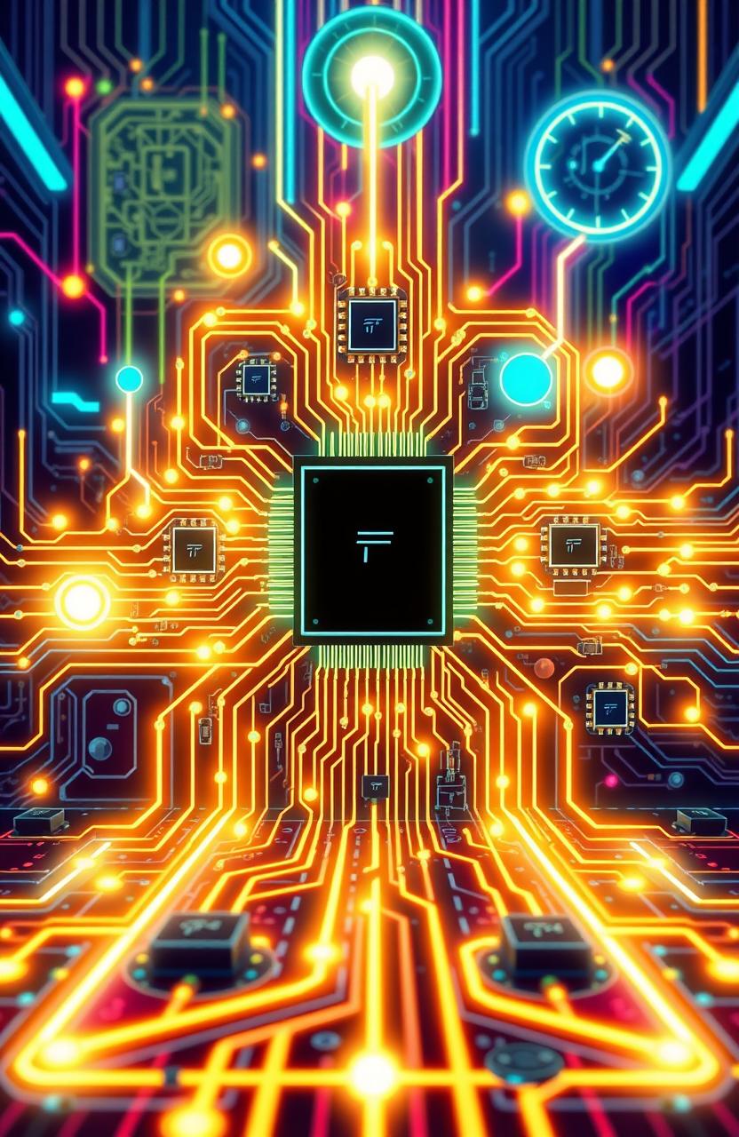 A detailed illustration showcasing the concept of power electronics