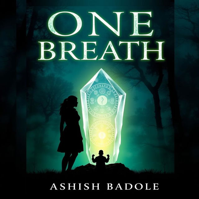 A book cover for "One Breath" by Ashish Badole featuring the title in a prominent, glowing font at the top, while the author name is placed at the bottom