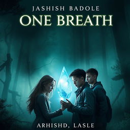Design a captivating book cover for "One Breath" by Ashish Badole, featuring the title in bold, luminous letters at the top