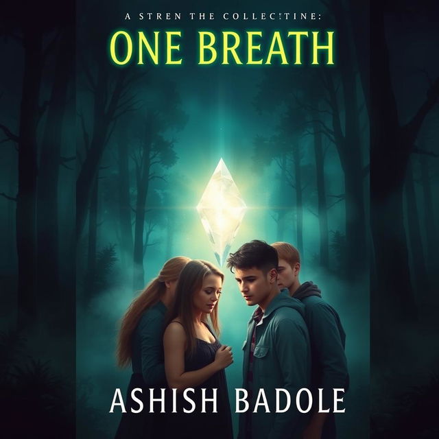 Design a captivating book cover for "One Breath" by Ashish Badole, featuring the title in bold, luminous letters at the top