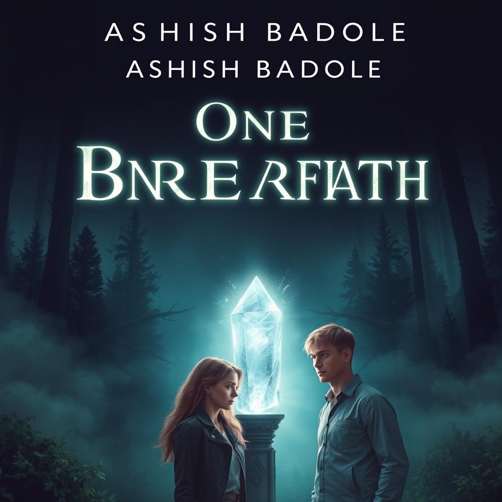 Design a captivating book cover for "One Breath" by Ashish Badole, featuring the title in bold, luminous letters at the top