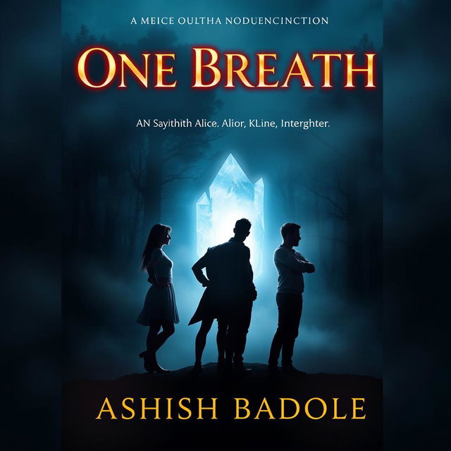 An enchanting book cover for 'One Breath' by Ashish Badole, featuring the title in a striking, illuminated font that stands out beautifully