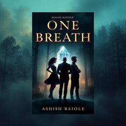 An enchanting book cover for 'One Breath' by Ashish Badole, featuring the title in a striking, illuminated font that stands out beautifully