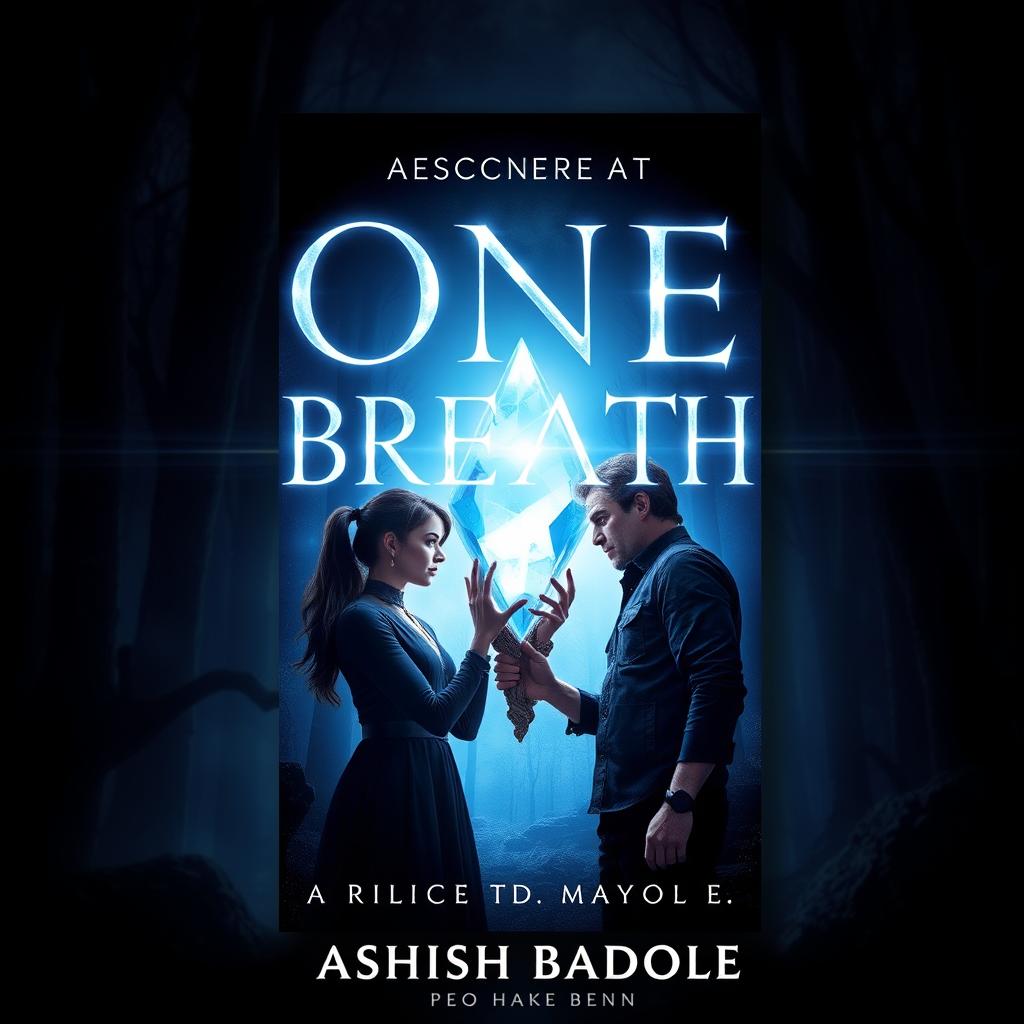 A visually stunning book cover for 'One Breath' by Ashish Badole, featuring the title prominently displayed in a radiant, eye-catching font