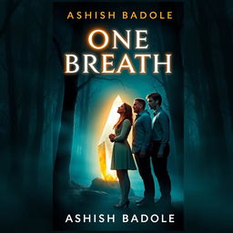 A striking book cover for 'One Breath' by Ashish Badole, featuring the title in an eye-catching, glowing font prominently displayed at the top