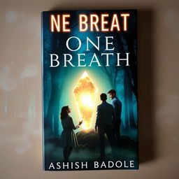 A striking book cover for 'One Breath' by Ashish Badole, featuring the title in an eye-catching, glowing font prominently displayed at the top