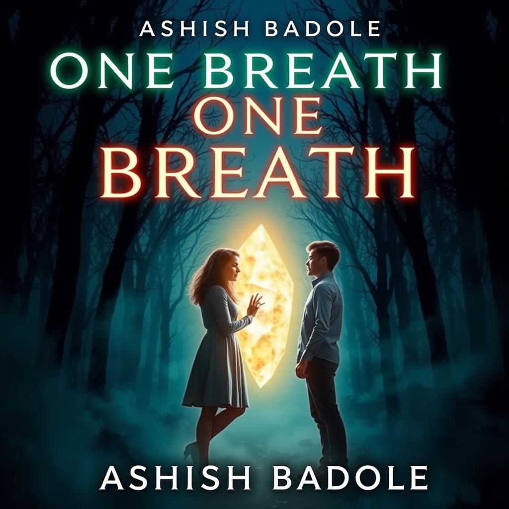 A striking book cover for 'One Breath' by Ashish Badole, featuring the title in an eye-catching, glowing font prominently displayed at the top