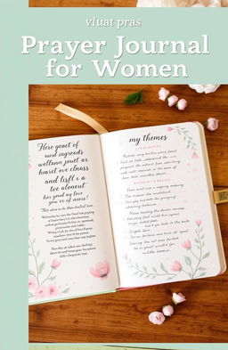 A beautifully designed prayer journal for women, featuring an elegant cover with floral patterns and soft pastel colors