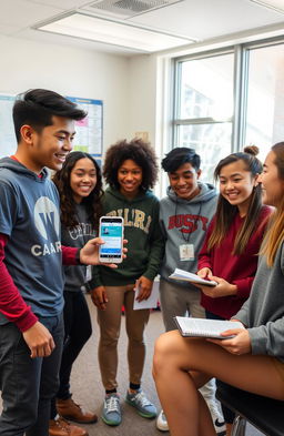 A group of six high school students engaged in a lively discussion about the Wordwall application, each showcasing their unique opinions and expressions