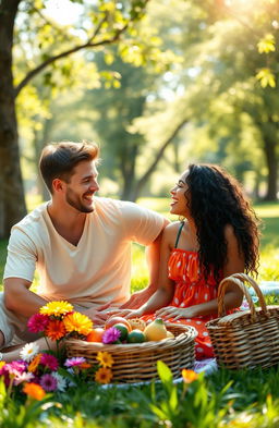 A warm and heartwarming scene depicting friendship, showcasing two friends laughing together in a sunlit park