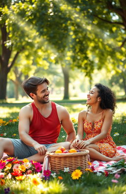 A warm and heartwarming scene depicting friendship, showcasing two friends laughing together in a sunlit park