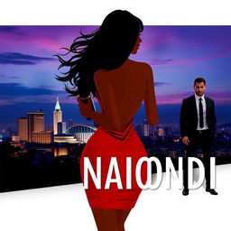 A book cover featuring a silhouette of a curvaceous light-skinned woman, shown from the back, with flowing black hair