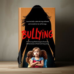 A book cover design about bullying, featuring a shadowy figure of a woman in the background, symbolizing the unseen impact of bullying