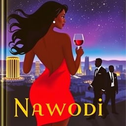 A captivating book cover featuring a silhouette of a curvaceous African woman from the back, with flowing black hair cascading down her back