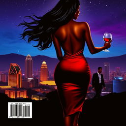 A captivating book cover featuring a silhouette of a curvaceous African woman from the back, with flowing black hair cascading down her back