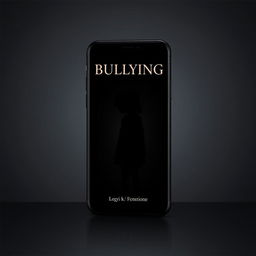 A book cover design depicting the theme of bullying, featuring a shadow representation cast by a smartphone screen