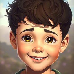 A handsome, youthful boy with expressive eyes sparkling with innocence and wonder