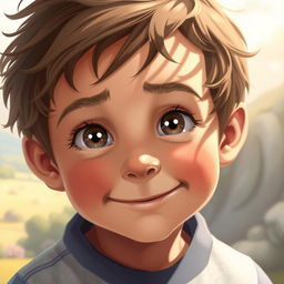A handsome, youthful boy with expressive eyes sparkling with innocence and wonder