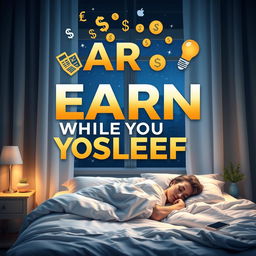 A visually striking and inspiring book cover for 'Earn While You Sleep'