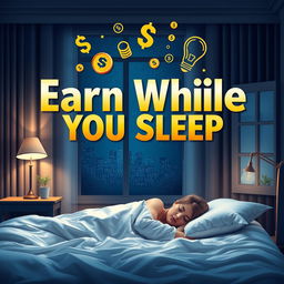 A visually striking and inspiring book cover for 'Earn While You Sleep'