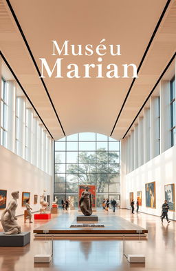 A stylish A4 portrait book cover for 'Musée Marian', dedicated to a person who loves visiting museums and admiring art