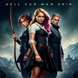 A movie poster featuring the characters Katniss Everdeen, Primrose Everdeen, Peeta Mellark, President Snow, and Herly Brown