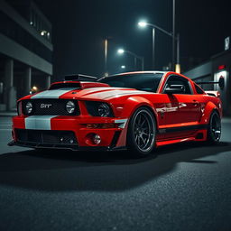 A bold 2006 Ford Mustang featuring aggressive widebody fenders that enhance its fierce appearance