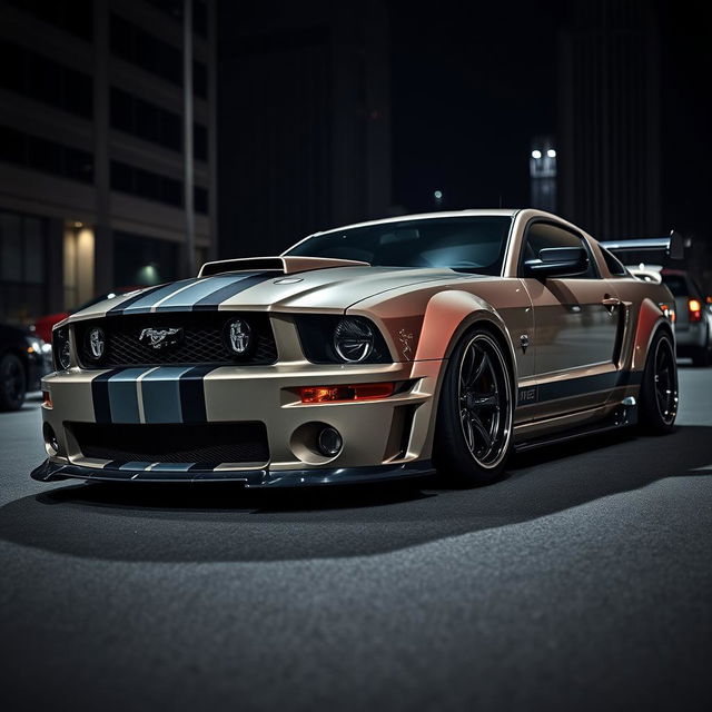 A bold 2006 Ford Mustang featuring aggressive widebody fenders that enhance its fierce appearance