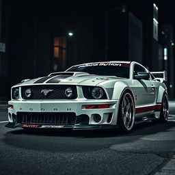 A bold 2006 Ford Mustang featuring aggressive widebody fenders that enhance its fierce appearance