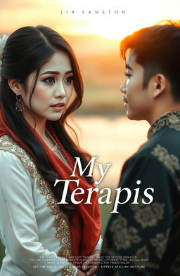 A heartfelt scene depicting a couple standing apart, teary-eyed yet hopeful, symbolizing separation due to parental approval