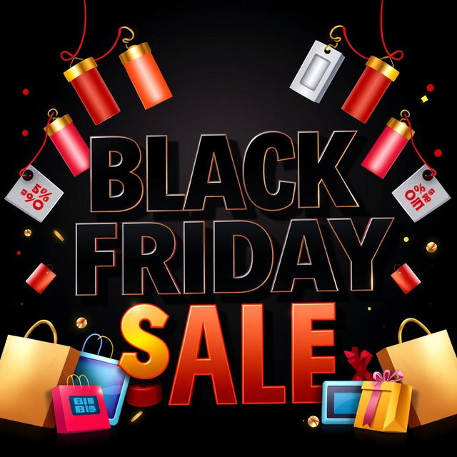 A striking Black Friday logo banner featuring bold, eye-catching typography that says 'Black Friday Sale' in large letters