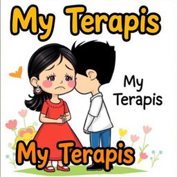 A colorful and expressive cartoon cover illustrating a couple, drawn in a charming and playful style, standing apart with sad expressions, symbolizing their separation due to parental approval