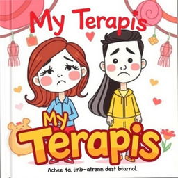 A colorful and expressive cartoon cover illustrating a couple, drawn in a charming and playful style, standing apart with sad expressions, symbolizing their separation due to parental approval
