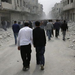 A heart-wrenching scene of Palestinians faced with the grim aftermath, making the difficult discovery of the 300 lives lost during the tragedy. The impact of devastation and loss cast a deep pallor over the city.