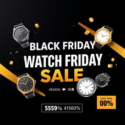 A dynamic Black Friday logo banner specifically promoting a hand watches sale
