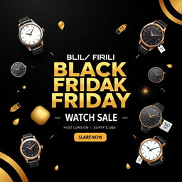 A dynamic Black Friday logo banner specifically promoting a hand watches sale