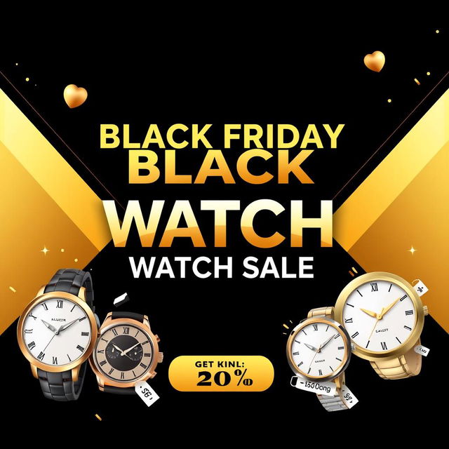 A dynamic Black Friday logo banner specifically promoting a hand watches sale