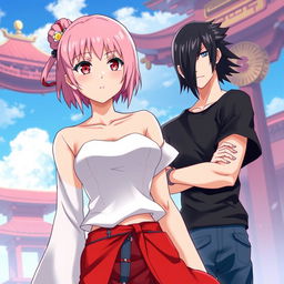 Sakura Haruno as an empress, depicted as the strongest and most powerful, showcasing her love for Sasuke