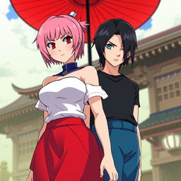 Sakura Haruno as an empress, depicted as the strongest and most powerful, showcasing her love for Sasuke