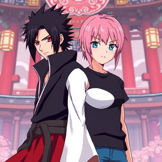 Sakura Haruno as an empress, depicted as the strongest and most powerful, showcasing her love for Sasuke