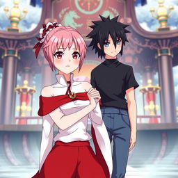 Sakura Haruno as an empress, depicted as the strongest and most powerful figure, showcasing her deep love for Sasuke