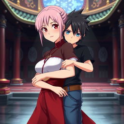 Sakura Haruno as an empress, depicted as the strongest and most powerful figure, showcasing her deep love for Sasuke
