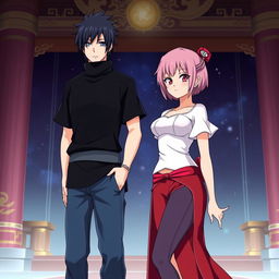 Sakura Haruno as an empress, depicted as the strongest and most powerful figure, showcasing her deep love for Sasuke