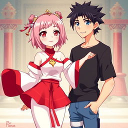 Sakura Haruno depicted as a cute and powerful empress, showcasing her strong love for Sasuke